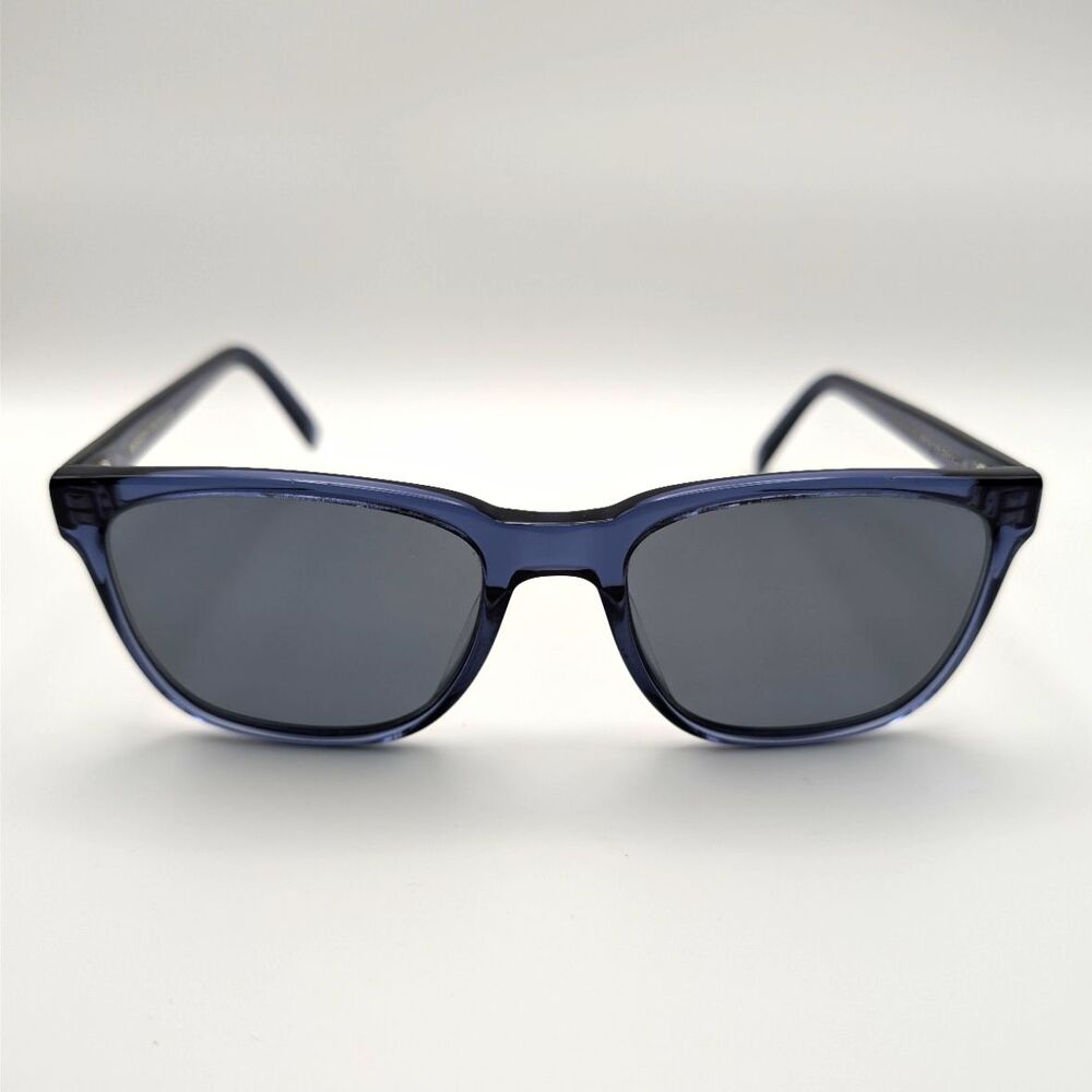 Warby Parker Barkley W 754 Square Sunglasses Blue Frame Gray Tinted